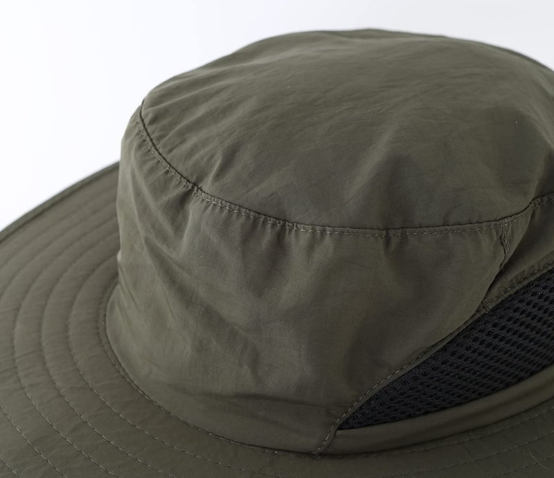 LLmoway Kids Outdoor Sun Hat Boys Wide Brim Breathable Bucket Hat Summer Quick Dry Hat Army Green - Image 5